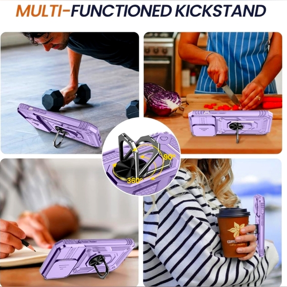 Goton - iPhone 14 Pro Case with Screen Protector, Slide Camera Cover - Purple - Picture 4 of 6